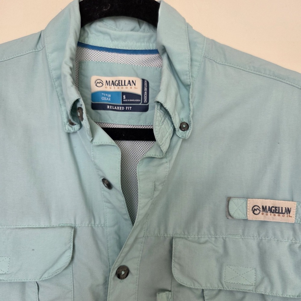Magellan outdoor fish gear relaxed fit moisture wicking Teal long sleeve SZ S